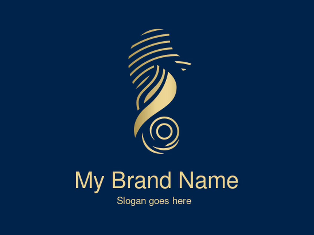 Gold Stylized Seahorse Logo Design for Luxury Marine and Jewelry Brands
